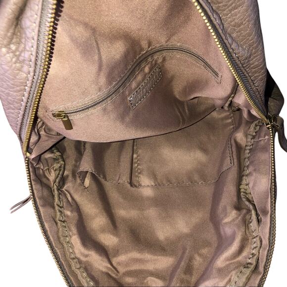 Under One Sky Dark Taupe Pebbled Leather Backpack Bag, Various Pockets, NWT! - Picture 6 of 6